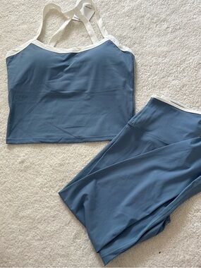 Amazon Blue Tank Top with White Trim